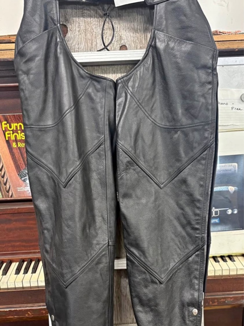 Men's Black Leather Riding Chaps
